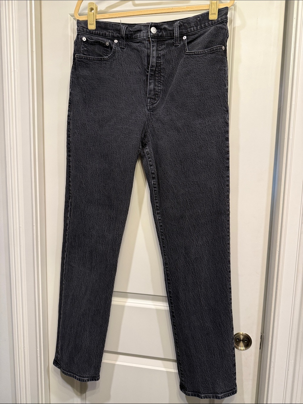 Madewell Woman's Tall Washed Black Straight Jeans